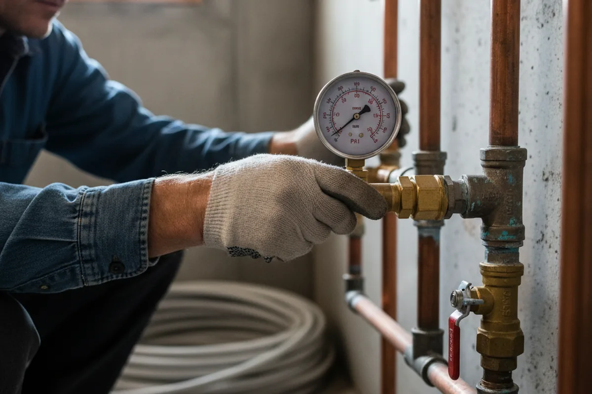Pressure testing a repaired line during Water Line Repair in Bon Wier